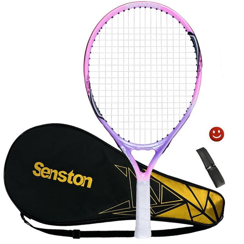 Senston 19" Junior Tennis Racquet for Kids Children Boys Girls Tennis Rackets with Racket Cover Pink with Cover Tennis Overgrip Vibration Damper - Image 1